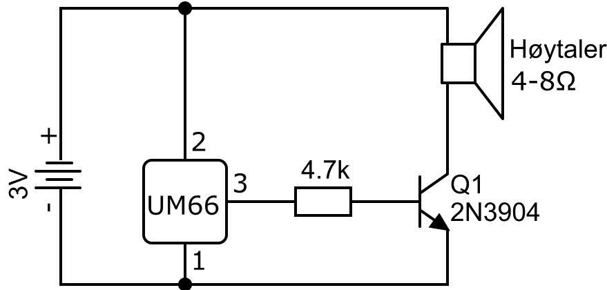 UM66 musical IC schematic
